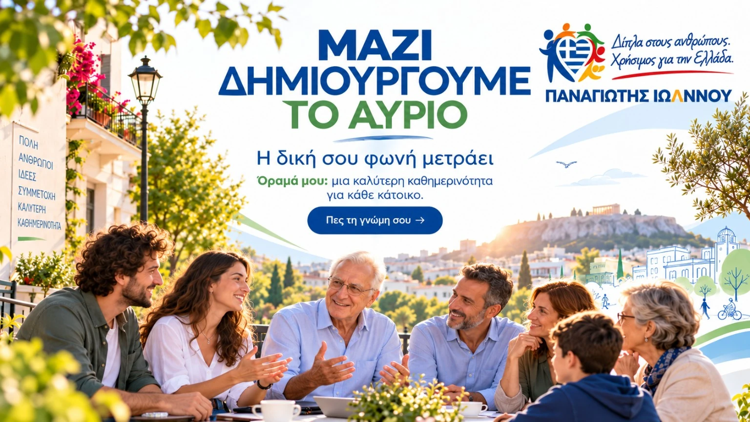 Μαζί δημιουργούμε το αύριο — Παναγιώτης Ιωάννου, συζήτηση πολιτών για μια καλύτερη καθημερινότητα